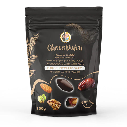 Dark Chocolate Dates With Nuts 100 GM - Datle v hořké čokoládě s ořechy