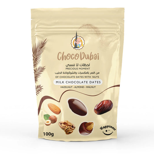 Milk Chocolate Dates Stuffed with Nuts 100 GM - Datle v mléčné čokoládě plněné ořechy