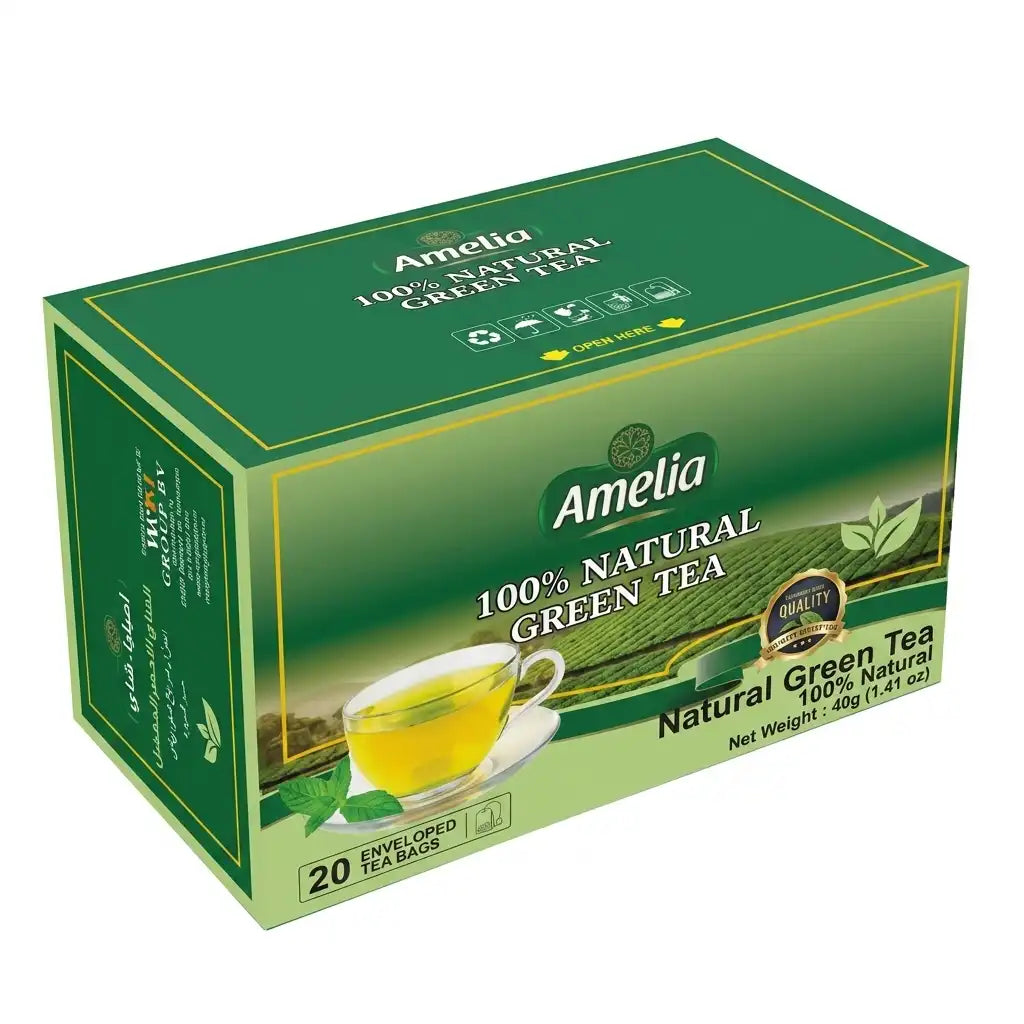 Amelia Premium Green Tea with Cardamom | 100 Tea Bags (200g)