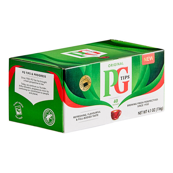 Box of PG Tips tea on a white background