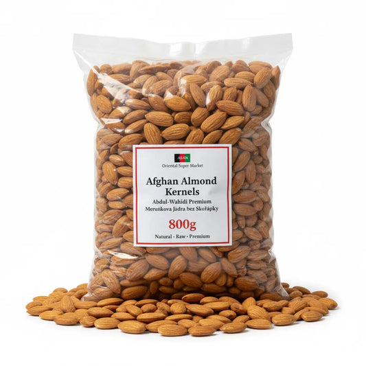 Prémiová jádra mandlí Abdul-Wahidi Sater Bhai z Afghánistánu - Premium Afghan Abdul-Wahidi Sater Bhai Almond Kernels 800g pack from asanshop.cz