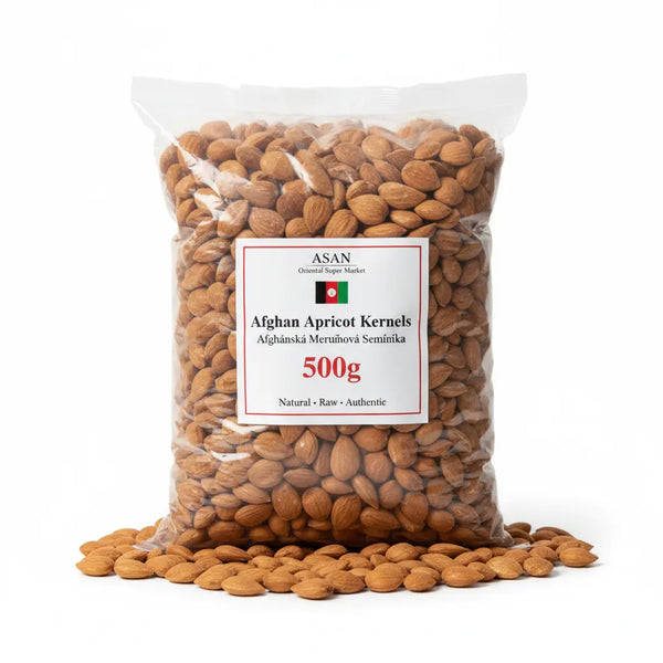 Přírodní afghánská meruňková jádra - Authentic Raw Afghan Apricot Kernels 500g pack from asanshop.cz