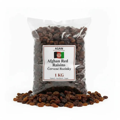 Afghan Ghazni Natural Red Raisins 1kg bag – premium sun-dried red raisins buy online
