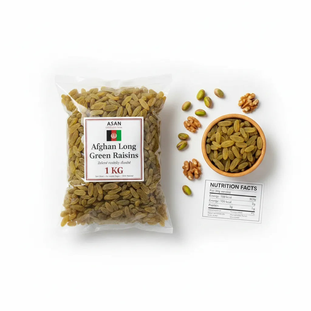 Afghan Long Green Raisins used in Kabuli Palau rice – essential halal cooking ingredient 1kg
