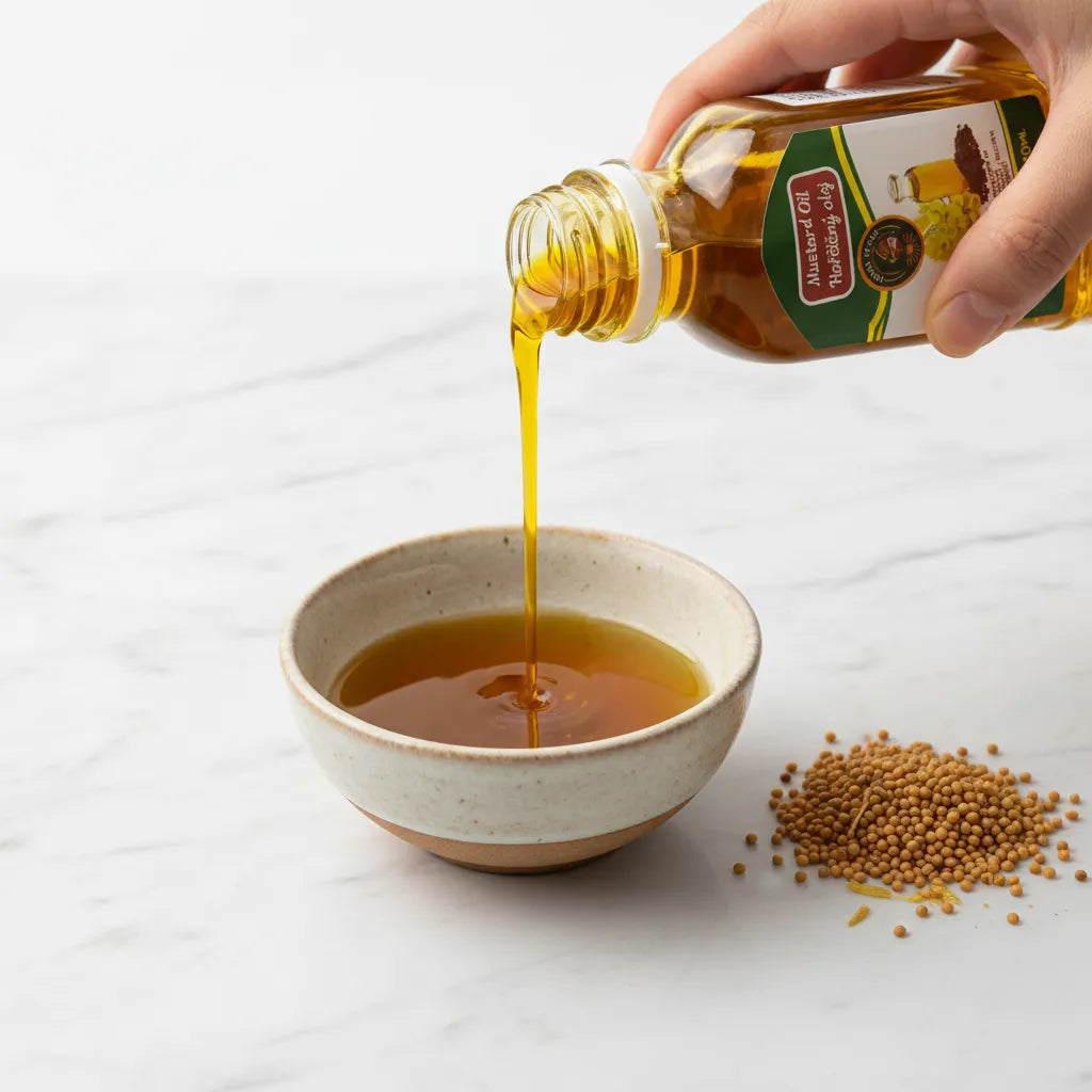Afghan Mustard Oil made from raw yellow mustard seeds – natural cold-pressed cooking oil
