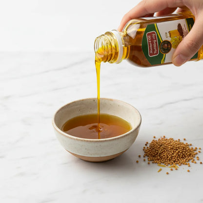 Afghan Mustard Oil made from raw yellow mustard seeds – natural cold-pressed cooking oil

