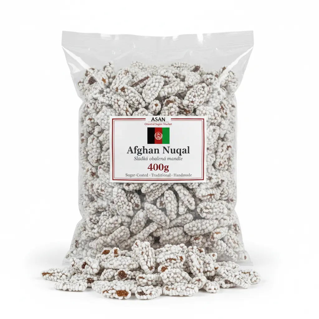 Tradiční afghánské cukrované mandle Nuqal - Traditional Afghan Nuqal Caramelized Almond Sweet 400g pack from asanshop.cz
