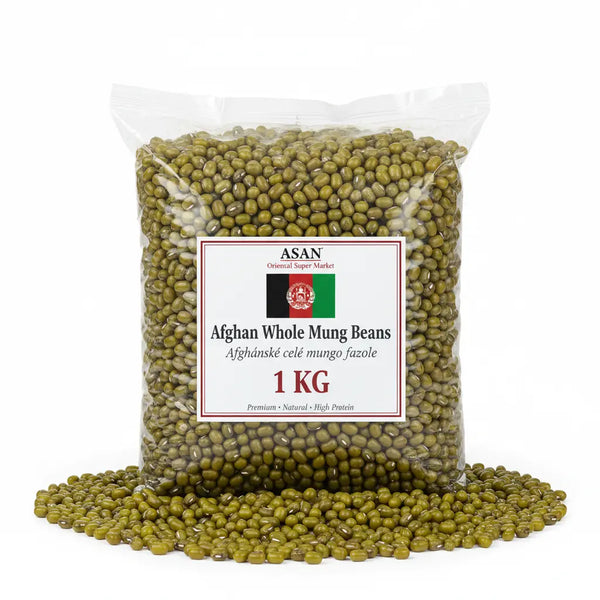 Zelené fazole mungo z Afghánistánu - Premium Afghan Whole Mung Beans 1 kg pack from Asan Shop