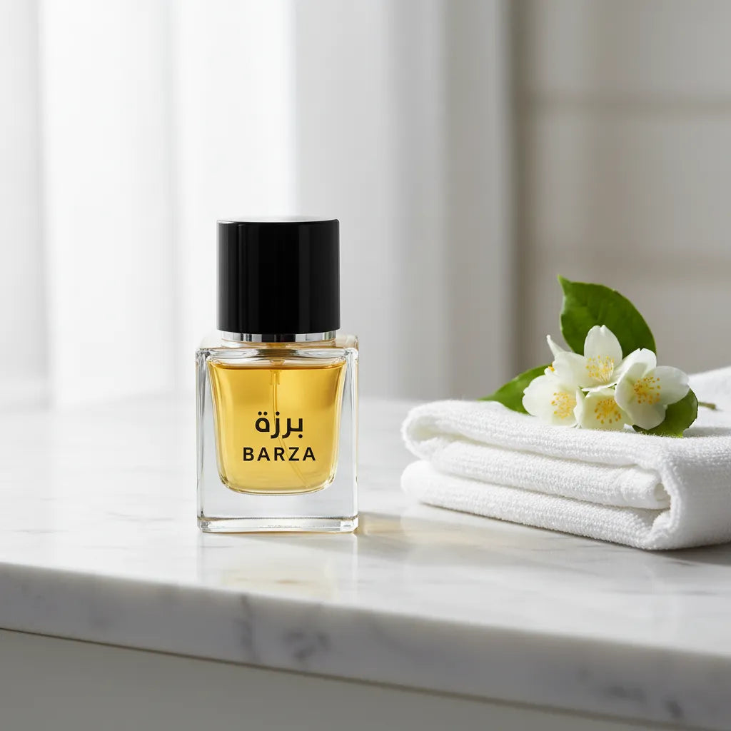 BARZA Eau de Parfum oud wood rose ingredients – premium Middle Eastern perfume, Asan Oriental Supermarket Prague
