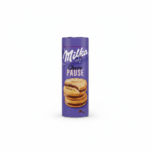 Milka Choco Pause 260g – purple cylindrical pack with sandwich biscuits, koupit online Česká republika asanshop.cz
