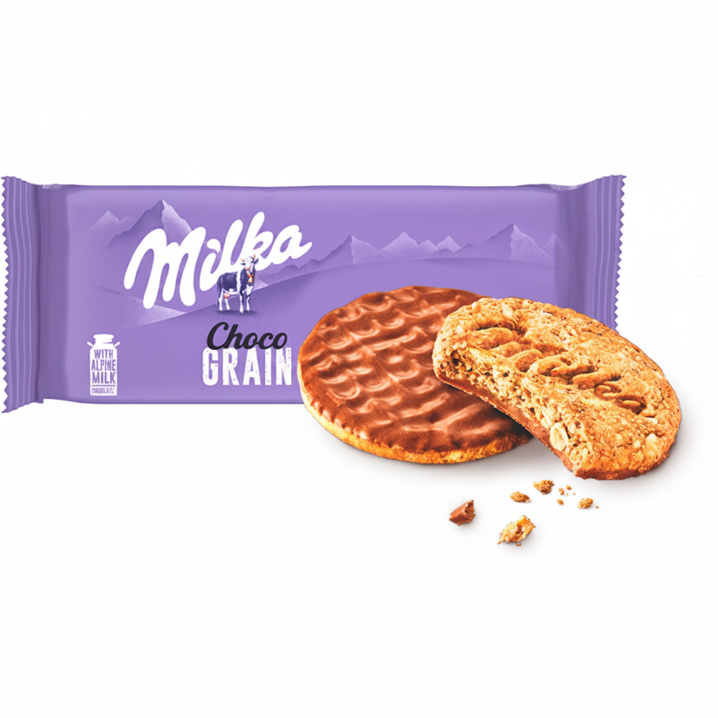 Milka Choco Grains 126g – ověsné sušenky máčené v mléčné čokoládě, koupit online Česká republika asanshop.cz