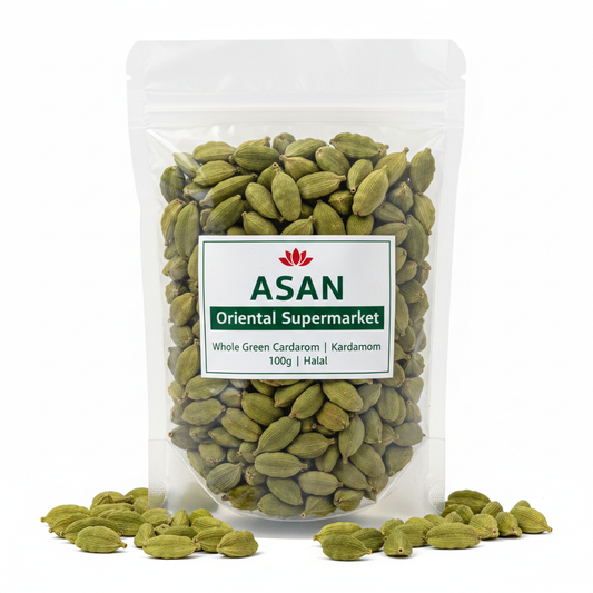 Asan Oriental Supermarket - Whole Green Cardamom Pods 100g clear pouch