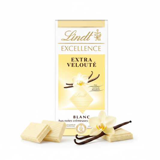 Lindt Excellence Extra Velouté Blanc 100g – bílá čokolada s Bourbon vanilkou, koupit online Česká republika asanshop.cz