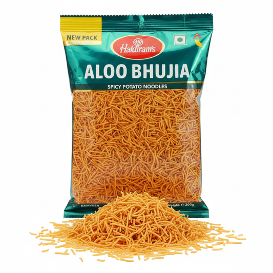 Haldiram's Aloo Bhujia 200g – Crispy Spicy Indian Potato Noodles Namkeen