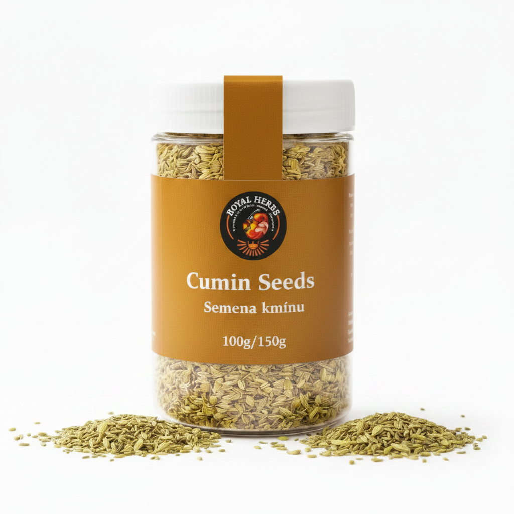 Cumin Badakhshan Premium Afghan - Royal Herbs jar with gold label