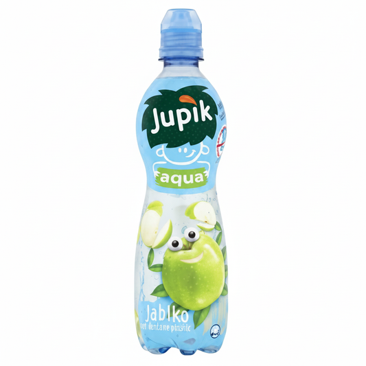 Jupik Aqua Jablko 0.5l – Apple Flavoured Water, white studio background