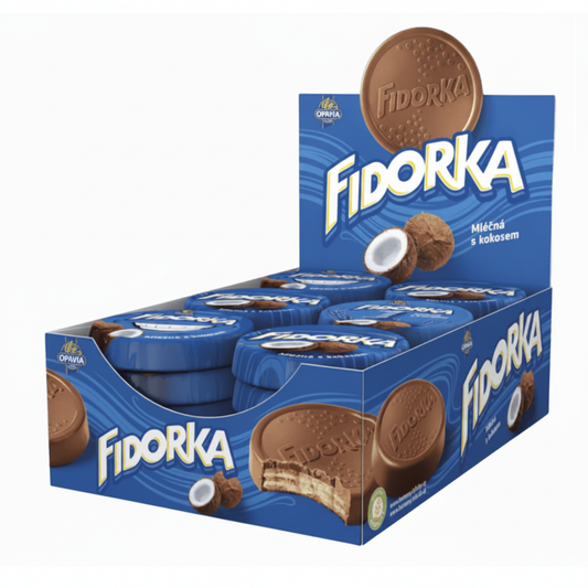 Opavia Fidorka Mléčný 30g display box with 6 tins – Asan Oriental Supermarket Czech Republic