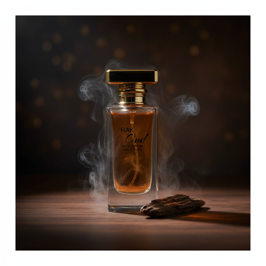 RAK Oud Eau de Parfum 50ml side view – BOON Perfumes Arabian oud perfume shipped from Prague
